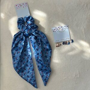 Blue Western Hair Scarf and Earring Set